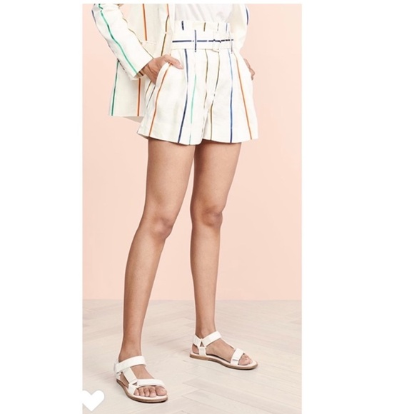 Derek Lam 10 Crosby Striped Belted Shorts- 2,4 - Picture 1 of 12